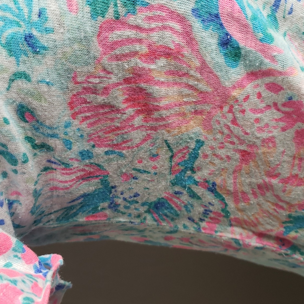 Lilly Pulitzer Inara 100% Linen Floral Vibrant Shirt Top Size M Beachy Coastal - Picture 5 of 15